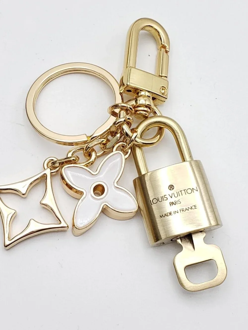 Authentic Louis Vuitton Gold Lock 🔒 Keychain Bag Unbranded Flower Charm LV